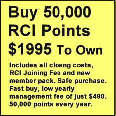 Hot Buy 50,000 RCI Points S1995 to own, includes all closing costs and RCI membership. Low yearly fees.